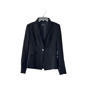 Ann Taylor Womens Black Blazer Jacket Size 2 Button Closure Classic Formal Chic